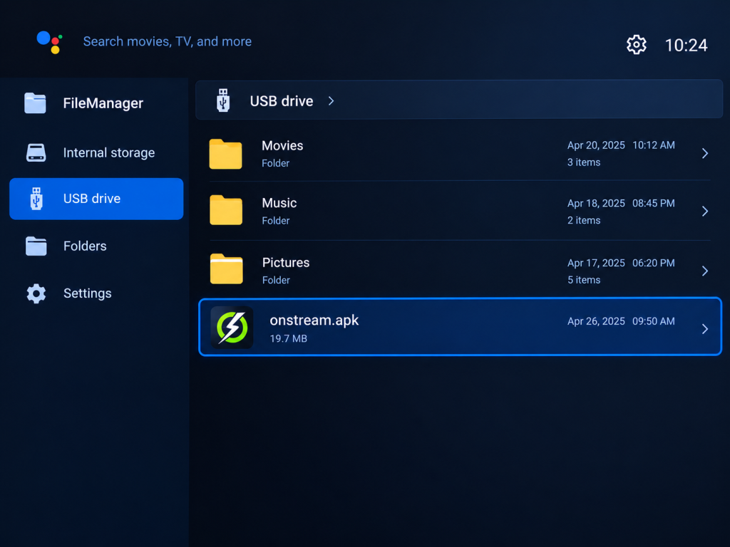 Install OnStream APK With USB