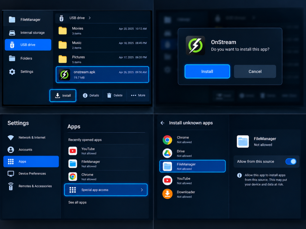 Install OnStream APK With USB