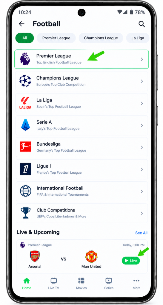 Watch Live Football Matches on OnStream APK 